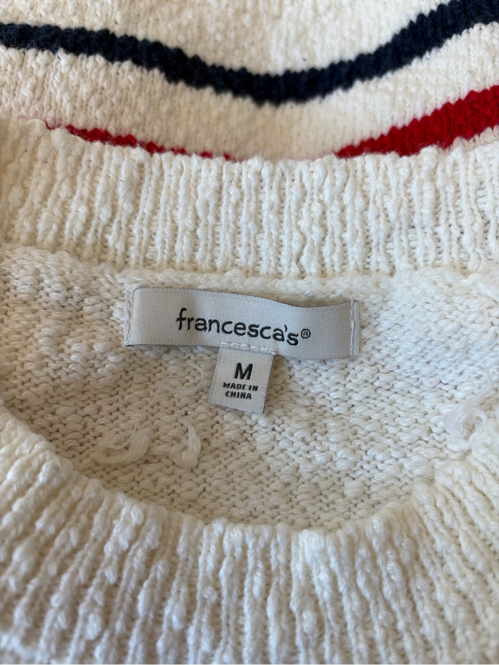 Francesca’s Cindy Sleeveless Striped Lace Up Sweater Top Coastal Beachy Nautical - Picture 6 of 9